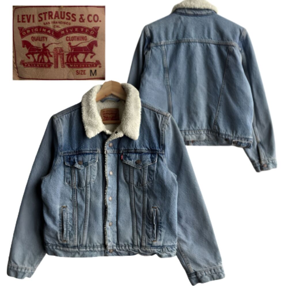 Levi Strauss & Co. Women’s Sherpa Lined Trucker Jacket Classic Denim Blue Medium